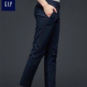 GAP Navy Embroidered Tuxedo Stripe Slim Crop Pants 14 R